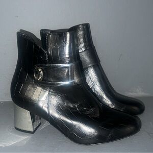 Croco-Print Buckle Bootie